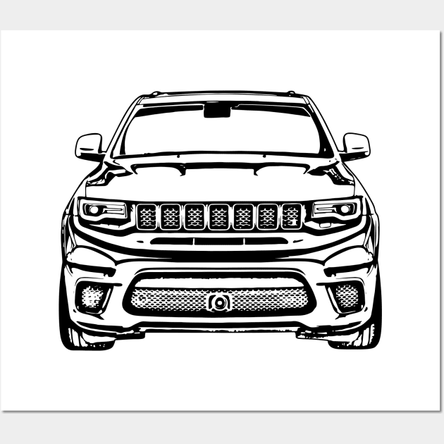 Cherokee Trackhawk Front View Sketch Art Wall Art by DemangDesign